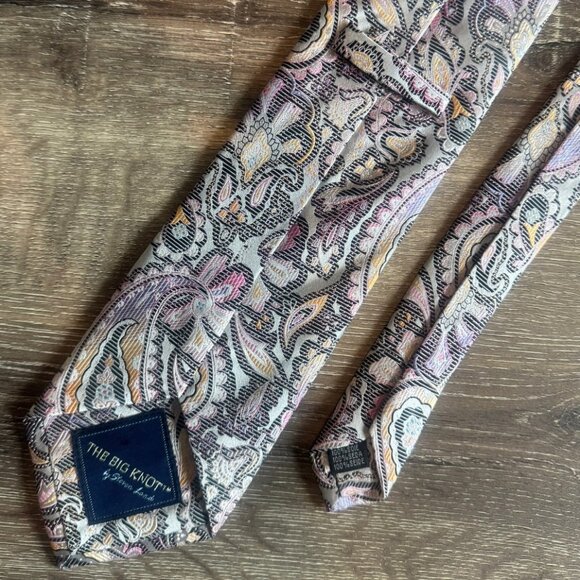 The Big Knot by Steven Land 100% Silk Multicolor Paisley Floral Men's Necktie - Picture 4 of 6